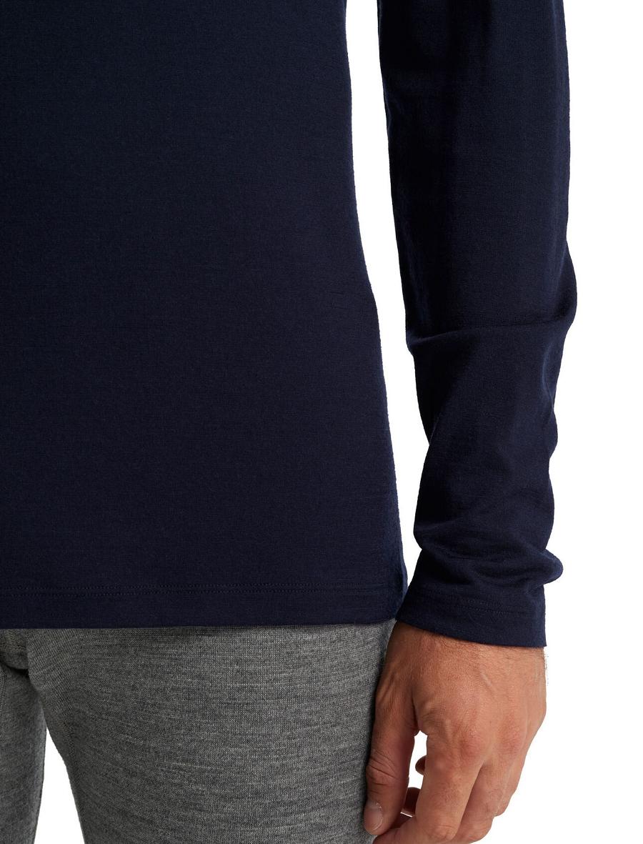 Midnight Navy Icebreaker Merino 200 Oasis Long Sleeve Half Zip Thermal Top Men's Base Layers | AU 1359OKIR